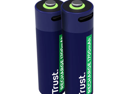 Pilas Trust AA Recargables USB-C Azul (2-Pack), 25584