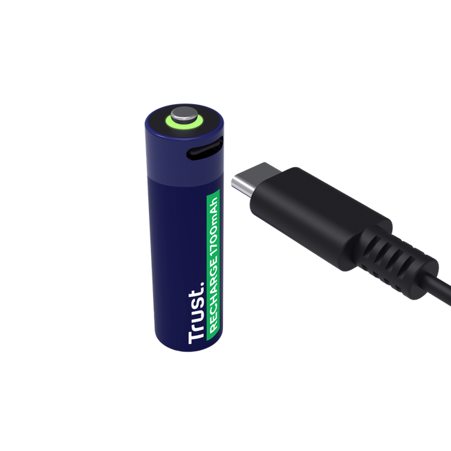 Pilas Trust AA Recargables USB-C Azul (2-Pack), 25584
