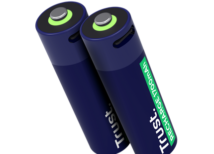 Pilas Trust AA Recargables USB-C Azul (2-Pack), 25584