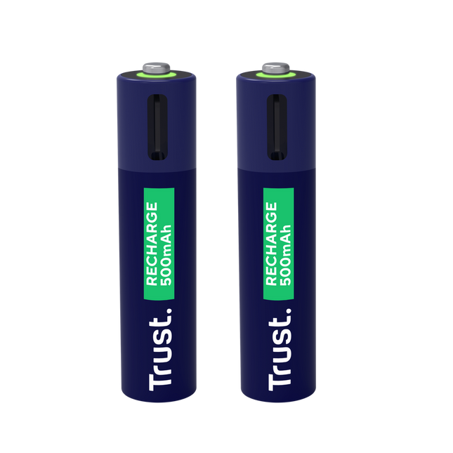 Pilas Trust AAA Recargables USB-C Azul (2-Pack), 25585