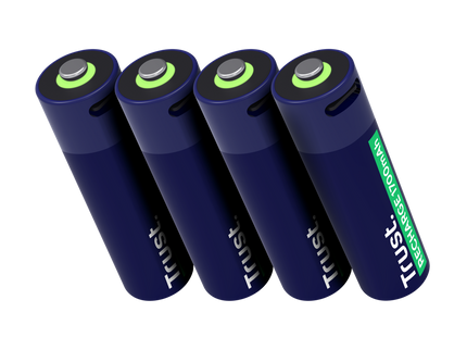 Pilas Trust AA Recargables USB-C Azul (4-Pack), 25631