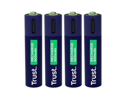 Pilas Trust AAA Recargables USB-C Azul (4-Pack), 25671