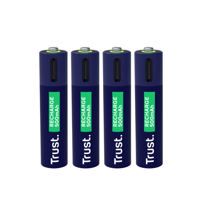 Pilas Trust AAA Recargables USB-C Azul (4-Pack), 25671
