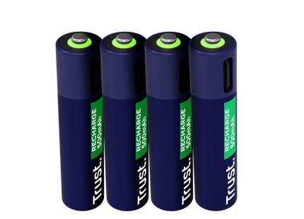 Pilas Trust AAA Recargables USB-C Azul (4-Pack), 25671