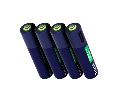 Pilas Trust AAA Recargables USB-C Azul (4-Pack), 25671