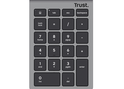 Teclado numérico Trust Xalas inalámbrico color plata vista frontal completa