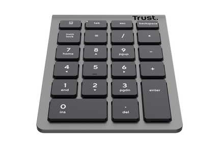 Parte posterior del teclado Trust Xalas con compartimento de baterías AAA