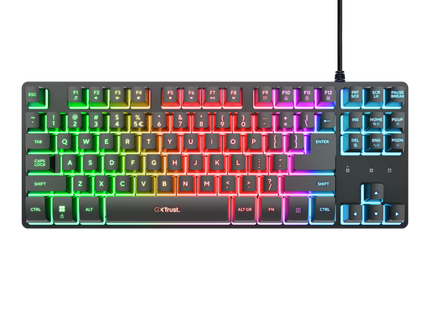 Teclado compacto Trust Gaming GXT 794 con retroiluminación LED multicolor