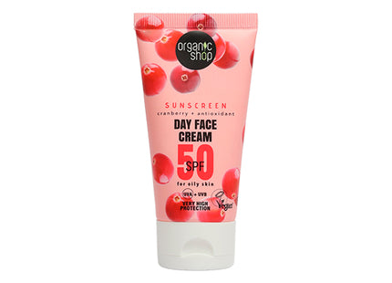 Organic Shop Crema facial protectora arándano SPF 50 50ml