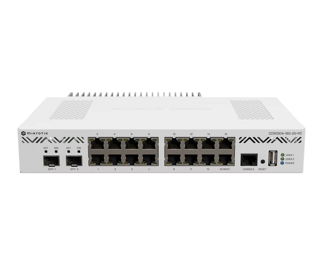 MikroTik Router 16 Gigabit y 2 SFP+, CCR2004-16G-2S+PC
