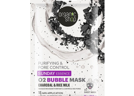 Organic Shop Mascarilla facial carbón y leche de arroz 1 pieza