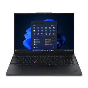 Lenovo ThinkPad E16 Gen 3 laptop color negro (Eclipse Black), vista frontal con la pantalla abierta
