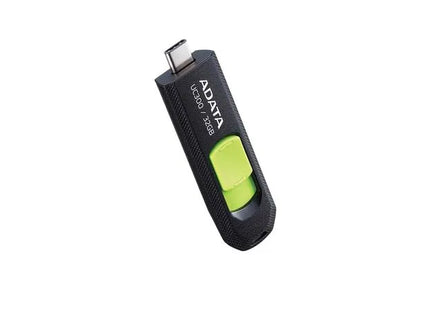 Memoria USB ADATA UC300 | 32GB | USB 3.2 Gen 1 Tipo-C | Hasta 100 MB/s | Diseño Retráctil | Negro/Verde | ACHO-UC300-32G-RBK/GN