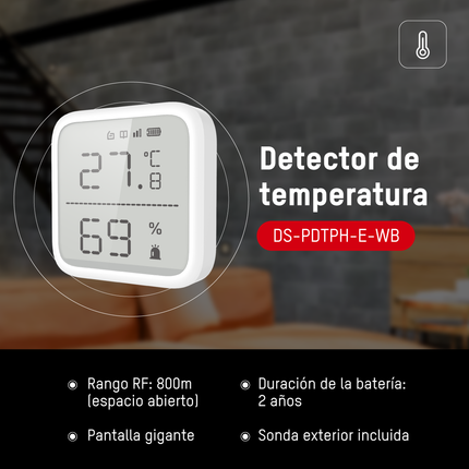 Detector de Temperatura Inalámbrico Hikvision para AX Pro DS-PDTPH-E-WB | 433MHz