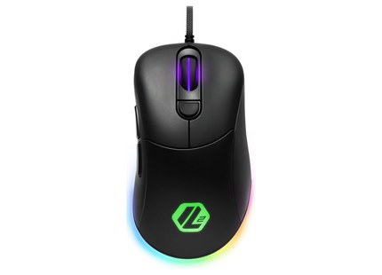 Mouse Gaming RGB Sharkoon Light2 100 negro vista frontal con iluminación