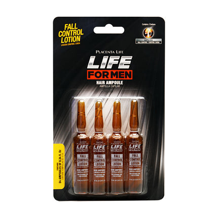 Ampollas Control Caída Life for Men x4 Placent Life | Para fortalecer el cabello y reducir la caída desde la raíz