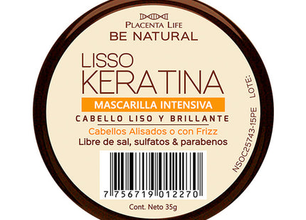 Mascarilla Liso con Keratina Sachet 35g Placent Life | Para alisar y controlar el frizz del cabello rebelde