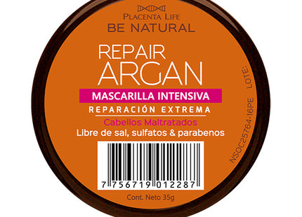 Mascarilla Reparadora con Argán Sachet 35g Placent Life | Para restaurar y suavizar el cabello seco o dañado
