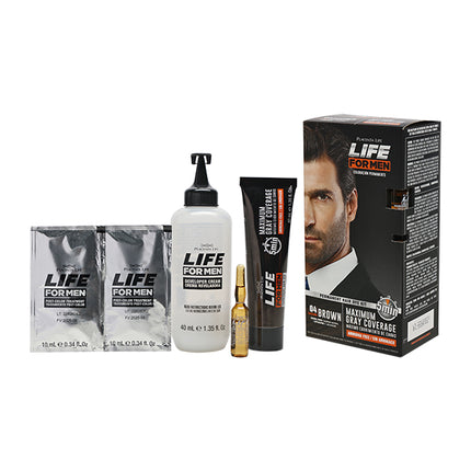 Kit Tinte Castaño Oscuro Hombre Placent Life | Para cubrir canas y lograr un look natural en casa