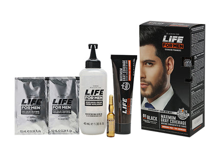 Kit Tinte Negro Hombre Placent Life | Para cubrir canas con un acabado intenso y natural