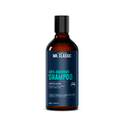 Shampoo Anticaspa Mr. Classic Placent Life | 400ml | Control efectivo de caspa y cuidado del cuero cabelludo irritado