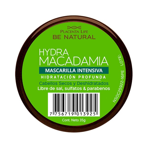 Mascarilla Hidratante Macadamia 350 g | Placenta Life | Hidratación profunda, brillo y frizz controlado con aceite de macadamia