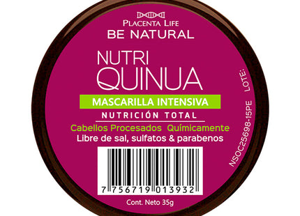 Mascarilla Intensiva Nutri Quinua Placent Life | 35g | Nutrición profunda para cabello seco o dañado