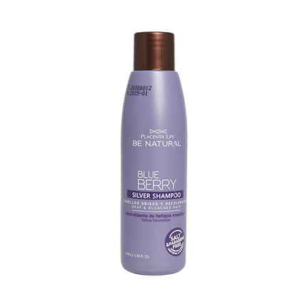 Shampoo Blue Berry Silver Placent Life | 100ml | Matizante para canas y rubios con brillo y neutralización del amarillo