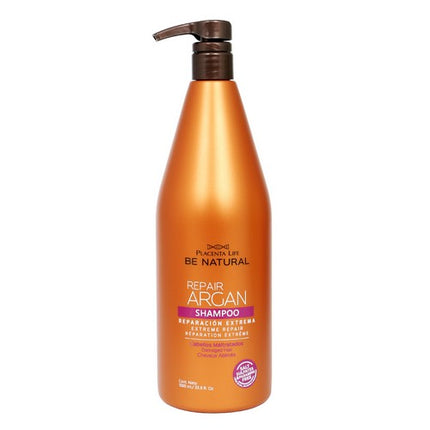 Shampoo Reparador Argán Placent Life | 1000ml | Hidratación y reparación profunda para cabello dañado y seco