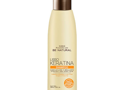 Shampoo Liso Keratina Placent Life | 100ml | Control de frizz y alisado suave para todo tipo de cabello