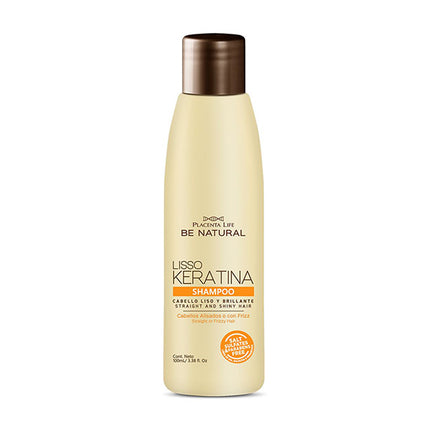 Shampoo Liso Keratina Placent Life | 100ml | Control de frizz y alisado suave para todo tipo de cabello