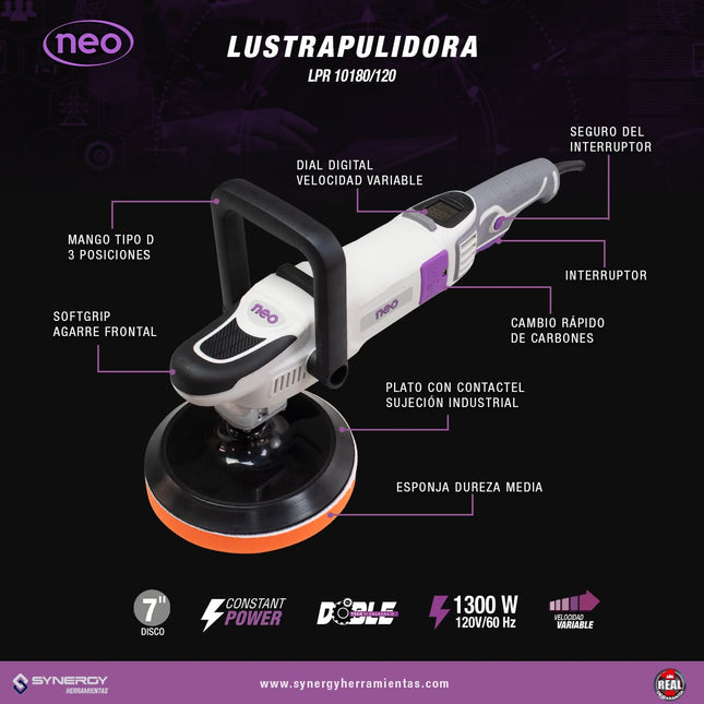 Neo Pulidora Roto-Orbital 180mm 1300W, LPR 10180/120