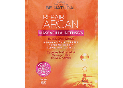 Mascarilla Reparadora con Argán Sachet 35g Placent Life | Para restaurar y suavizar el cabello seco o dañado