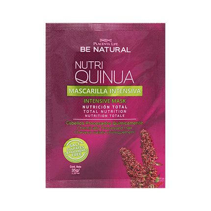 Mascarilla Intensiva Nutri Quinua Placent Life | 35g | Nutrición profunda para cabello seco o dañado