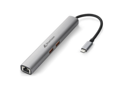 Adaptador Sharkoon OfficePal Combo USB-C a USB-A y USB-C | Conexión HDMI | RJ45 | Negro