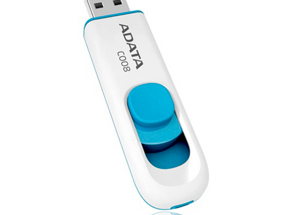 Memoria USB ADATA AC008-32G-RWE | 32GB | USB 2.0 | White+Blue | Tapa Retráctil