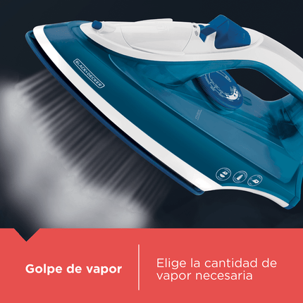 Plancha de Vapor Black+Decker IR2060 EvenSteam | 1500 W | Suela CeramicGlide | Golpe de Vapor | Tanque 300 ml