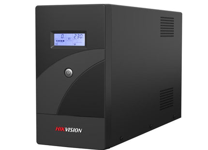 UPS Hikvision DS-UPS2000-R/X vista frontal con pantalla LCD y botones de control