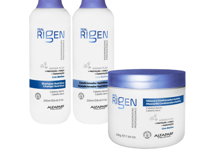 Kit Alfaparf Milano Real Rigen Nutritive 3 Pasos – Shampoo, Acondicionador y Mascarilla