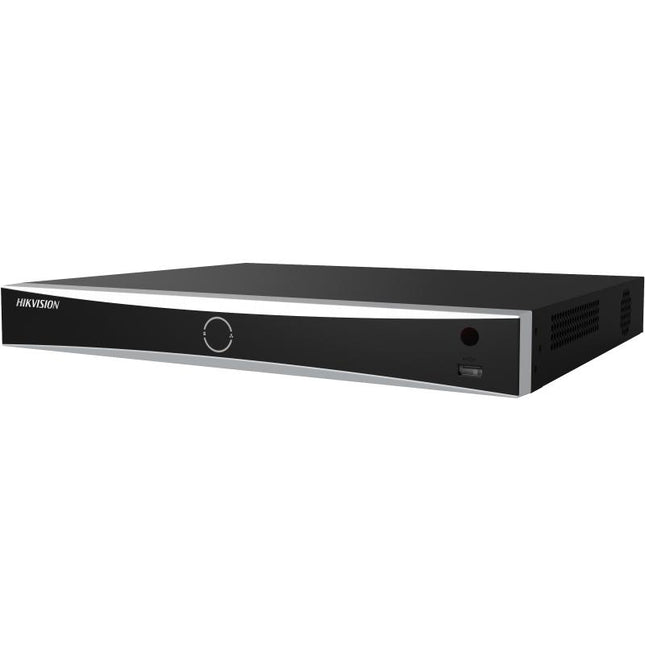 Grabadora NVR Hikvision DS-7616NXI-K2 vista frontal con panel de control y puertos