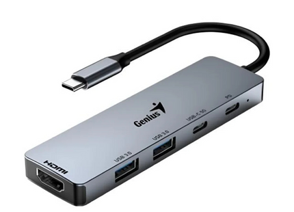 Hub Genius RS2 UH-500 | 4 Puertos USB 3.0 | Alámbrico | Color Gris | Transferencia de alta velocidad