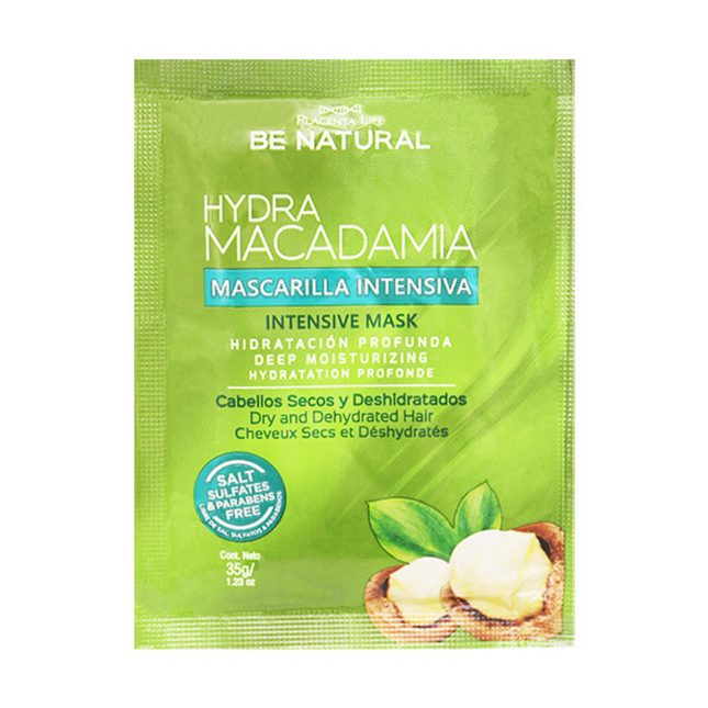 Mascarilla Hidratante Macadamia 35g Placent Life | Para nutrir y suavizar el cabello seco o dañado