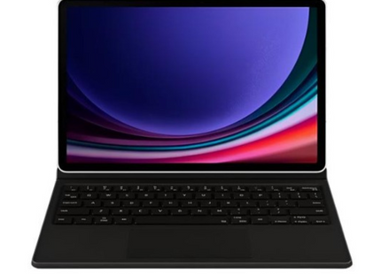 Samsung Galaxy Tab S9+ vista frontal con pantalla Super AMOLED 12.4 pulgadas encendida