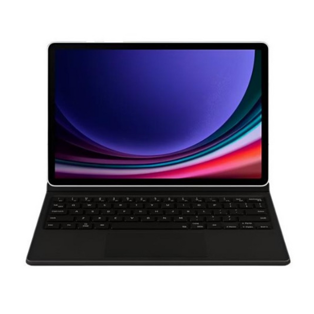 Samsung Galaxy Tab S9+ vista frontal con pantalla Super AMOLED 12.4 pulgadas encendida