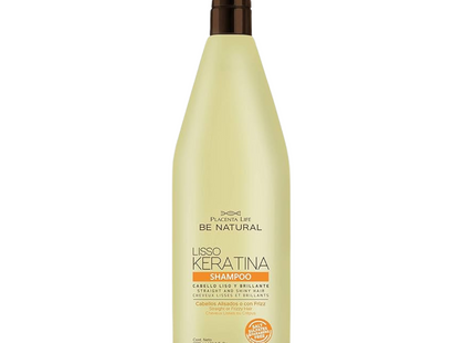 Shampoo Alisante Liso Keratina Placent Life | 1000ml | Control de frizz y alisado suave para cabello rebelde o encrespado