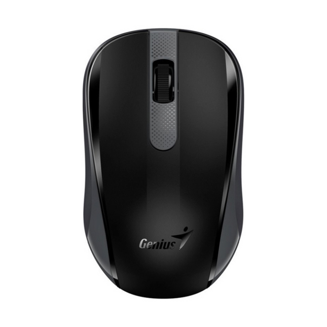 Mouse inalámbrico Genius NX-8008S negro vista frontal con receptor USB
