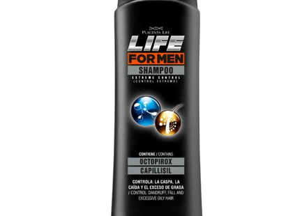 Shampoo Life for Men Extreme Control Placent Life | 400ml | Limpieza profunda y control de grasa | Ideal para cuero cabelludo graso