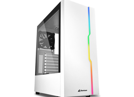 Case Sharkoon RGB Slider WH | ATX | Mid Tower | Línea RGB Frontal | Panel Lateral Vidrio Templado | Blanco