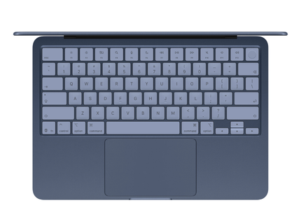 MacBook Neo 13" 2026 azul cerrada mostrando logo Apple y acabado de aluminio