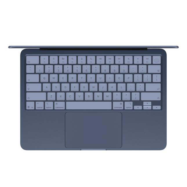 MacBook Neo 13" 2026 azul cerrada mostrando logo Apple y acabado de aluminio